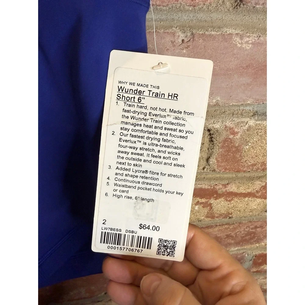 Lululemon Wunder Train HR Short 6 Inch‎ Royal Blue NWT Size 2